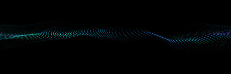 Poster - Abstract digital particle wave. Futuristic dotted wave. Technology background vector. Vector illustration