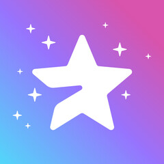 Telegram premium messenger account icon. Guaranteed and approved profile sign. Flying star badge. Top rated page logo. Profile with subscription. Trusted person in internet. Vector illustration.