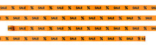 Realistic Orange Sale Curved Tapes With Discount Sign Isolated On Transparent Background. Ribbon Tape For Advertisements. Big Sale. Mega Sale. Discount. Halloween Discounts. Pumpkins.
