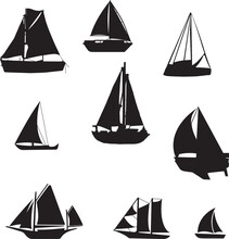 Sailing Boat Sailboat Symbol Logo And Sailboats Silhouettes