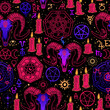 © VictoriaBat - esoteric occult seamless pattern of magical symbols and animals
