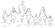 Familie im Wasser Zeichnung Vektor Grafik| Family in Water Drawning Vector Graphic | Lineart
