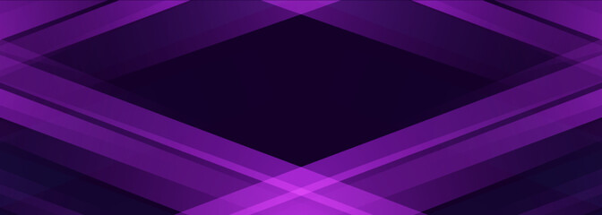 Purple modern abstract wide banner with geometric shapes. Dark purple abstract background. Vector illustration