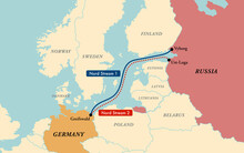 Map Of Nord Stream 1 And 2 Natural Gas Pipelines