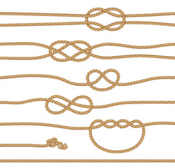 Wall Mural - Ropes with loose knots illustration isolated on white background. Vector decorative objects set