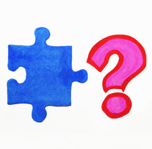 Watercolor Puzzle And Question Mark