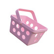 Minimal style pink shopping basket with transparent background 3d render illustration