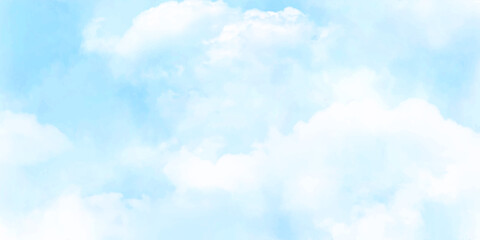 Wall Mural - Blue sky with white clouds. Editable vector illustration of light clouds in a blue sky made using a gradient mesh