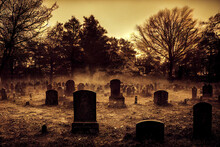 Creepy Foggy Graveyard, Spooky Tombstones