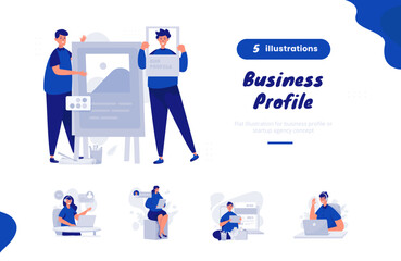 Wall Mural - Business profile concept for starter website illustration bundle pack