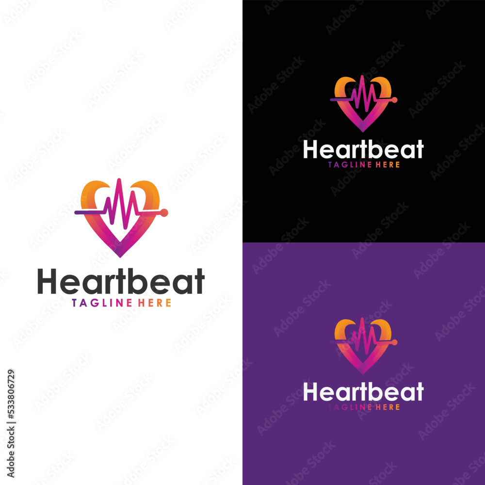 heart beat logo icon vector isolated Stock Vector | Adobe Stock