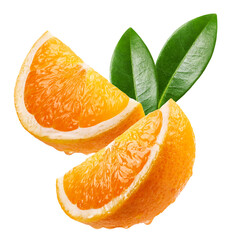 Wall Mural - orange isolated. ripe juicy orange slices on a white background. fruit levitation.