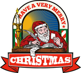 Sticker - Santa Claus Father Christmas Writing Letter