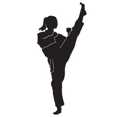 Wall Mural - female martial athlete silhouette. karate kata athlete