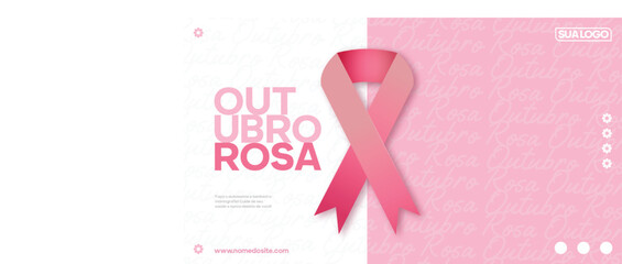 brazil breast cancer awareness month outubro rosa, banner design