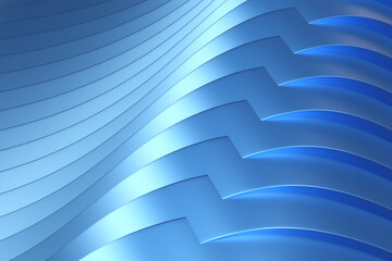 Poster - Blue wavy background. Smooth wavy lines for scenery. Three-dimensional background. Wavy lines that look like water. Abstract background. Texture or pattern with curved stripes. 3d rendering.