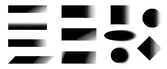 Wall Mural - set of monochrome halftone elements. stipple texture. modern abstract background.