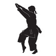 young kata karate Girl silhouettes Vector Sport