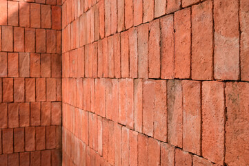 Canvas Print - brown brick wall textured, construction industry