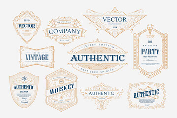 Wall Mural - set of vintage label badge retro vector illustration