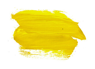 Poster - yellow acrylic paint strokes for design elements. artistic brush strokes for ornament and lower thirds isolated background