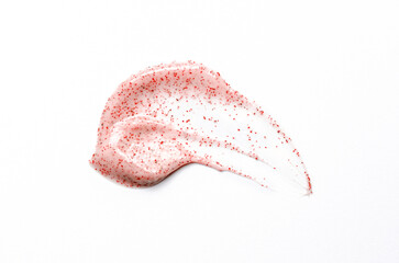 Sticker - A sample of a scrub cream for washing. An exfoliating skin care product. White background