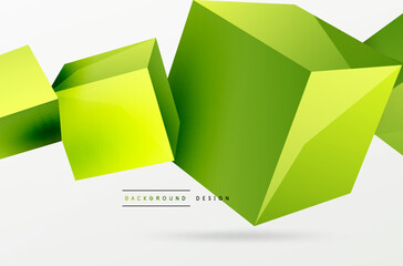 Leinwandbilder - 3d cubes vector abstract background. Composition of 3d square shaped basic geometric elements. Trendy techno business template for wallpaper, banner, background or landing