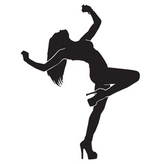 Poster - silhouette of a woman dancing. Silhouettes of sexy beautiful women dancing