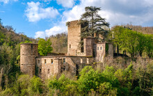 View On The Thorrenc Medieval Castle, A 14th Century Fortress In Ardeche (France)