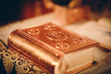 Wall Mural - gold book on a table