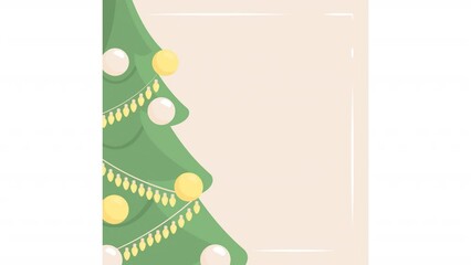 Poster - Animated Christmas tree background. New year. Decorating tree in winter time. Looped flat color HD video footage with alpha channel. 2D illustration template animation with copy space for text