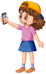 Canvas Print - Cartoon girl using smartphone