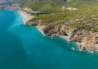 Wall Mural - Yanisli Cave Beach Drone Photo, Gulnar Mersin, Turkey