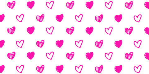 Poster - background with cute hand drawn heart illustration for valentine's day and love theme
