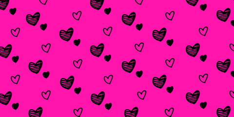Poster - background with cute hand drawn heart illustration for valentine's day and love theme