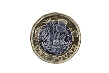 New One Pound British Coin Of England UK Introduced In 2017 Which Show Emblems Of Each Of The Nations, Png Stock Photo File Cut Out And Isolated On A Transparent Background