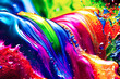 Leinwandbild Motiv Colorful paint splashes flowing in motion as wallpaper