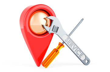 Poster - Service and repair concept with map pointer, 3D rendering