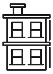 Poster - Town house icon. Duplex building in linear style