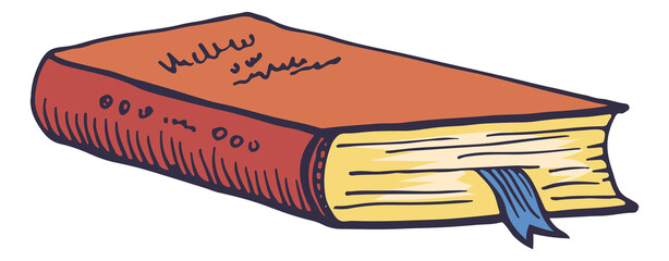 Wall Mural - red book with bookmark. knowledge symbol in sketch style