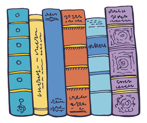 Wall Mural - book stack in hand drawn style. library bookshelf symbol