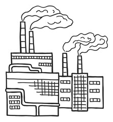 Wall Mural - Smoking power plant. Industry building. Factory sketch