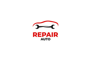 Wall Mural - Flat auto repair logo design vector template illustration