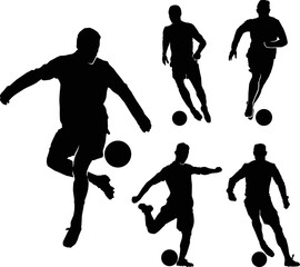 male soccer player silhouette set on white background