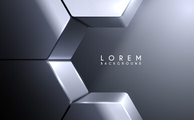 Wall Mural - simple chrome hexagon objects background