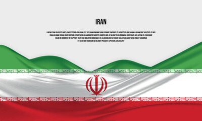 Wall Mural - Iran flag design. Waving Iranian flag made of satin or silk fabric. Vector Illustration.