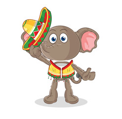 Poster - elephant Mexican culture and flag. cartoon mascot vector