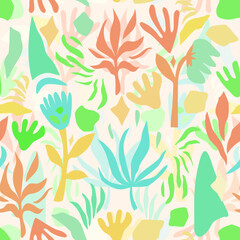 Aufkleber - Abstract pattern. Floral seamless design on a grey background.
