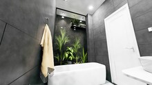 Luxury Bathroom Design Digitally Rendered 3d Illustration