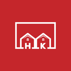 Initial HK Homes aligned logo stock vector. Illustration of building